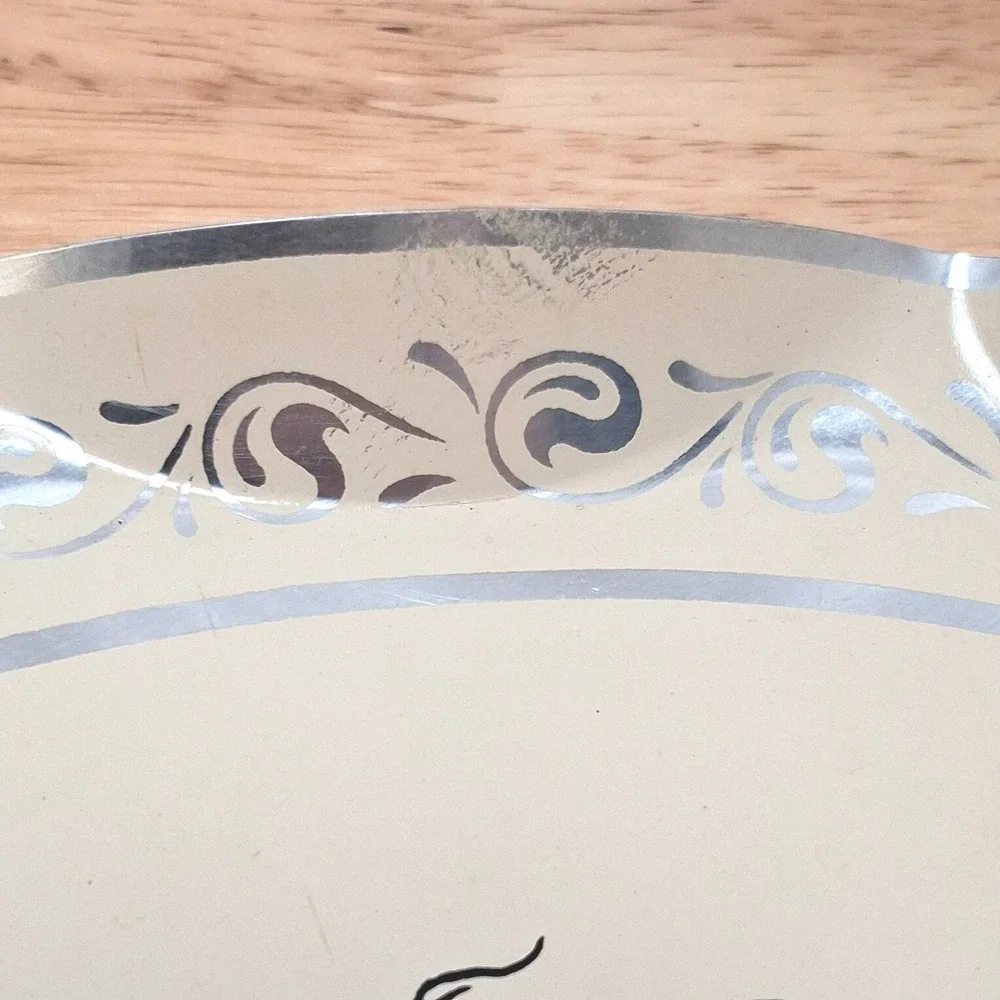 Vintage Floretta Barnard Vanderbilt My Kitchen Prayer Metal Tray Cream Silver